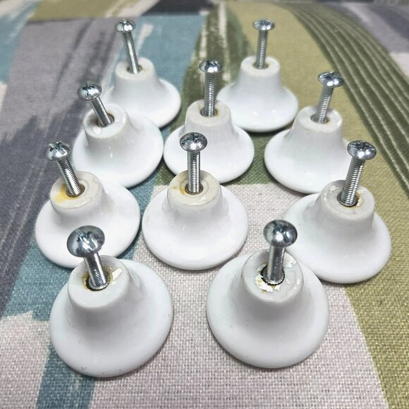 Vtg Porcelain Rose Drawer Knobs x 10 Shabby Chic Cottage Core Cabinet Knob Japan - Picture 4 of 8
